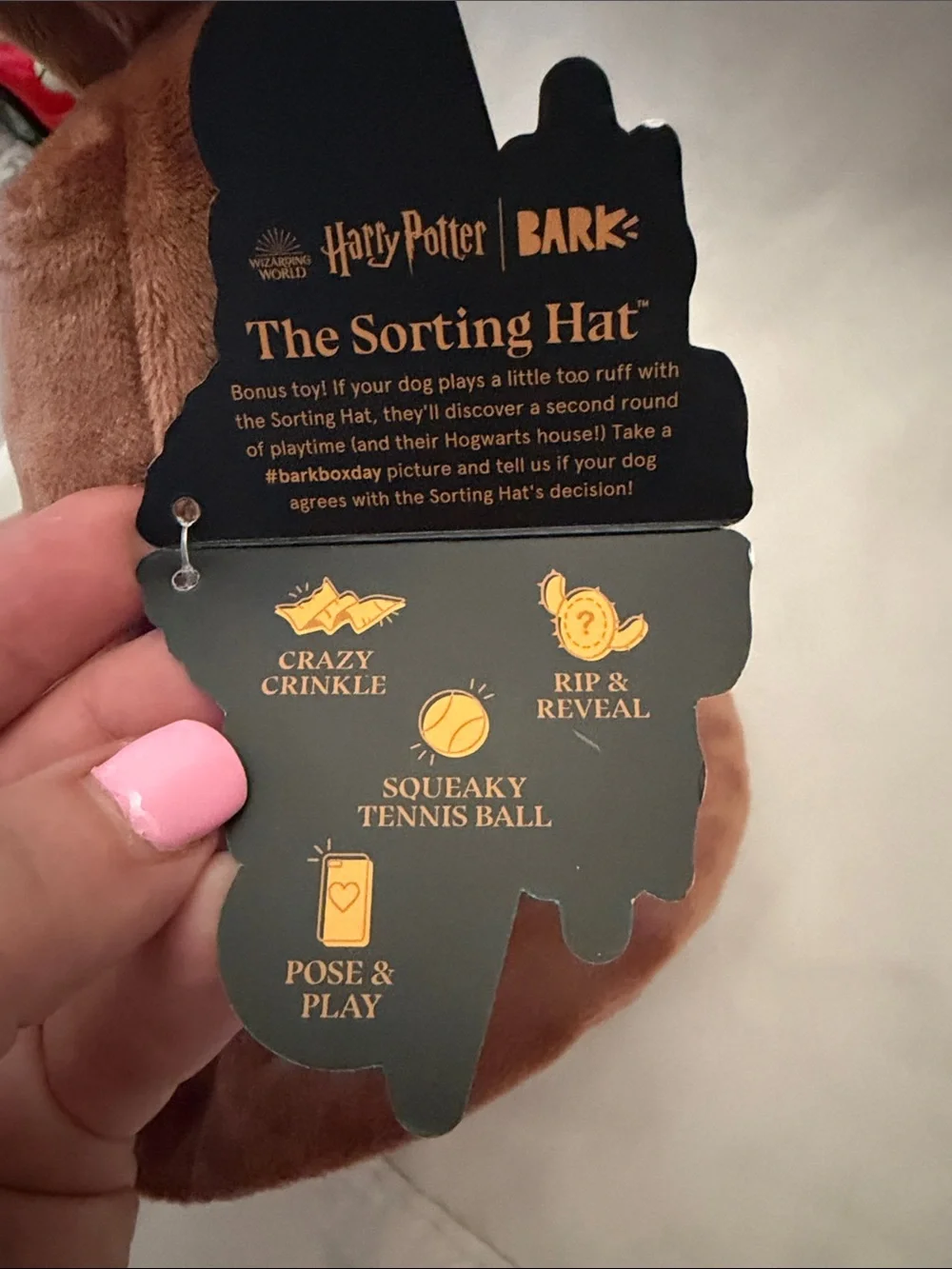 Bark box Plush Harry Potter Wizard Hat Dog Toy - Soft Squeaky Play Toy